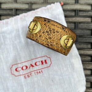 Coach Turnlock Leather Snakeskin Cuff